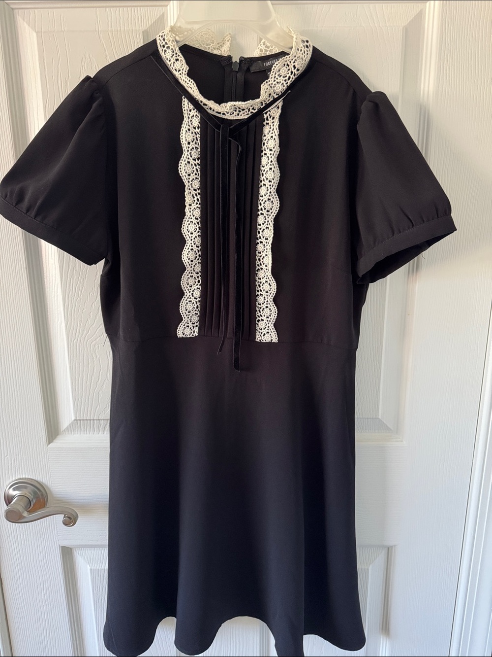 Forever 21 Black Dress with White Lace Trim